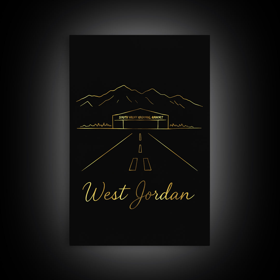 West Jordan Travel Poster, Canvas Print, Dark Minimalist Wall Art, West Jordan Art Print, City Art Print, Living Room Wall Art