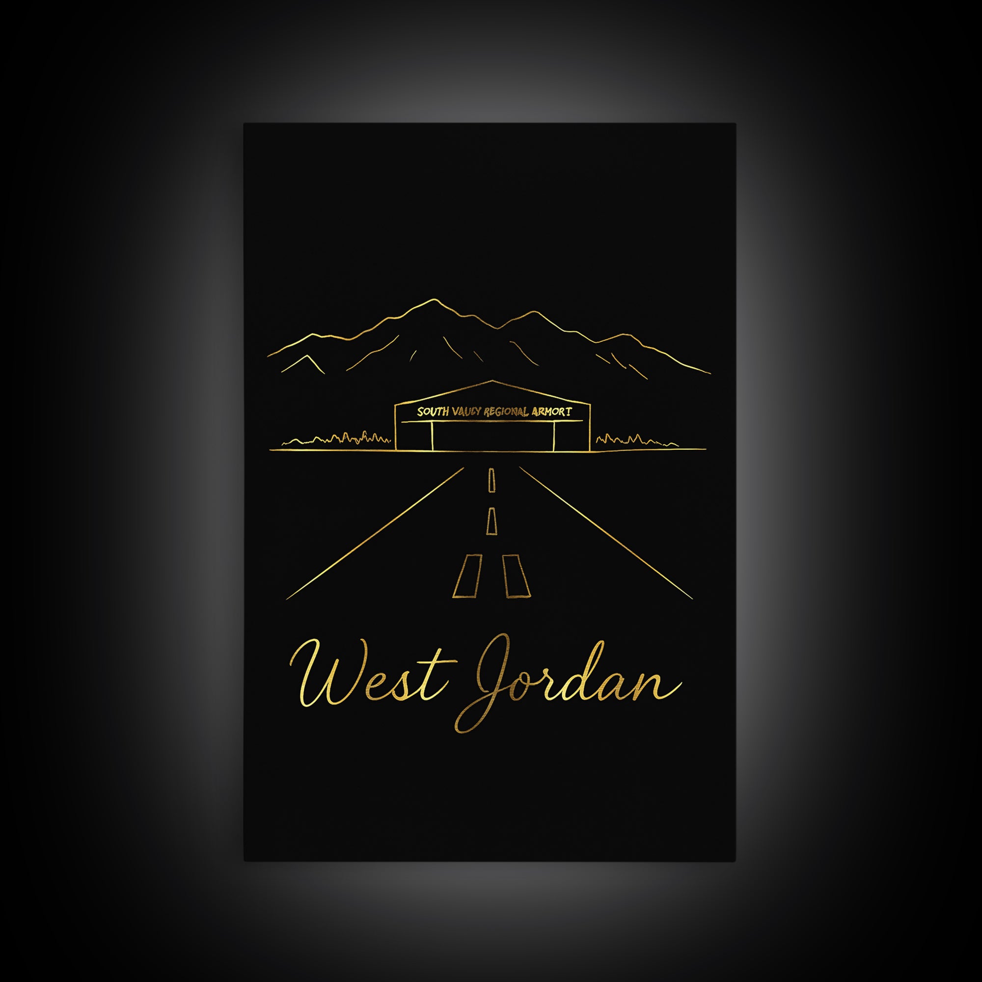 West Jordan Travel Poster, Canvas Print, Dark Minimalist Wall Art, West Jordan Art Print, City Art Print, Living Room Wall Art