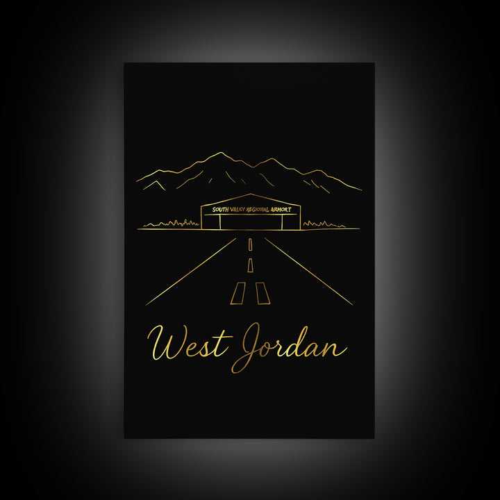 West Jordan Travel Poster, Canvas Print, Dark Minimalist Wall Art, West Jordan Art Print, City Art Print, Living Room Wall Art