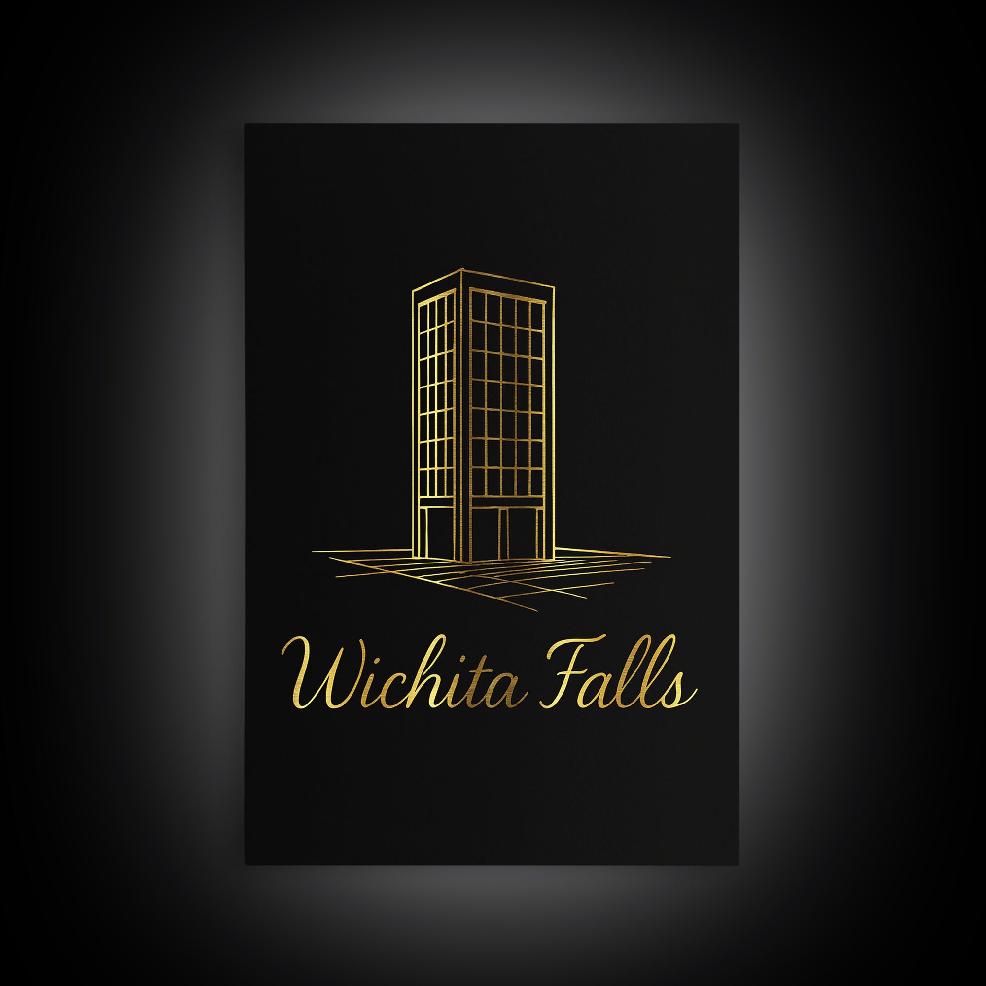 Wichita Falls Travel Poster, Canvas Print, Minimalist Gold Line Art, Wichita Falls City Art, Travel Poster Set, Mid Century Wall Art