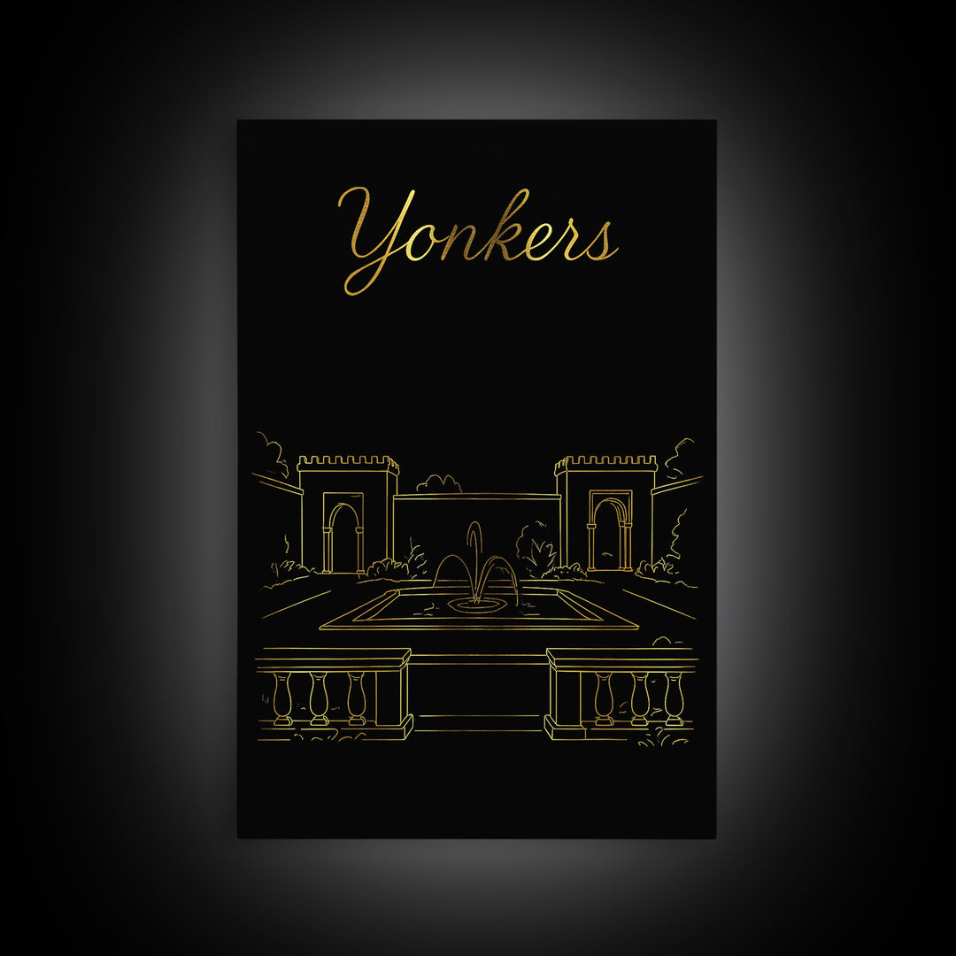 Yonkers New York Travel Poster, Canvas Print, Dark Minimalist Wall Art, Yonkers Wall Art, Fine Art Print, Retro Travel Print, Poster Art