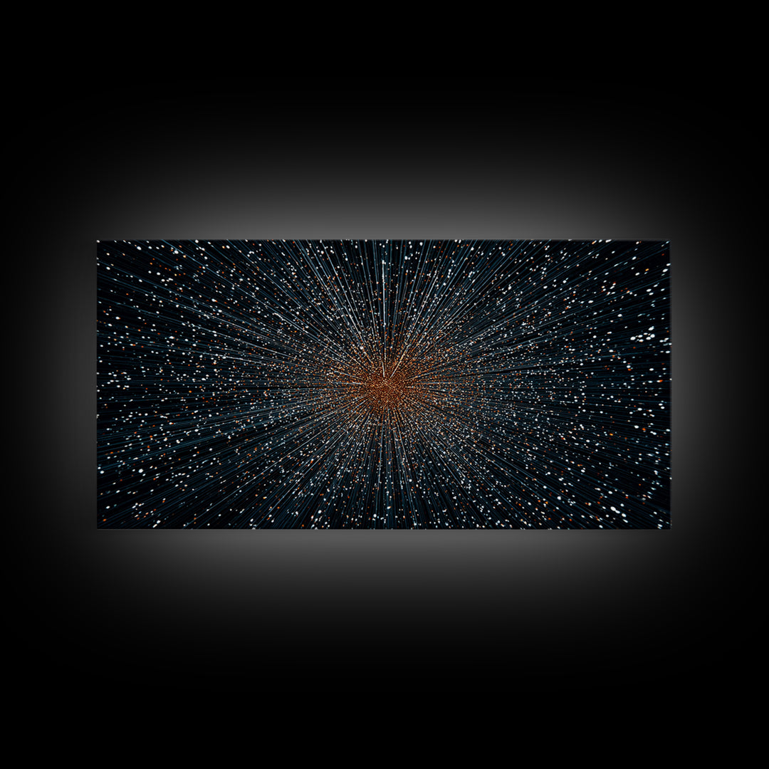 Orange Blue Starfield Abstract Canvas Print, Midcentury Modern Wall Decor, Cosmic Retro Art, Large Sci Fi Poster For Home