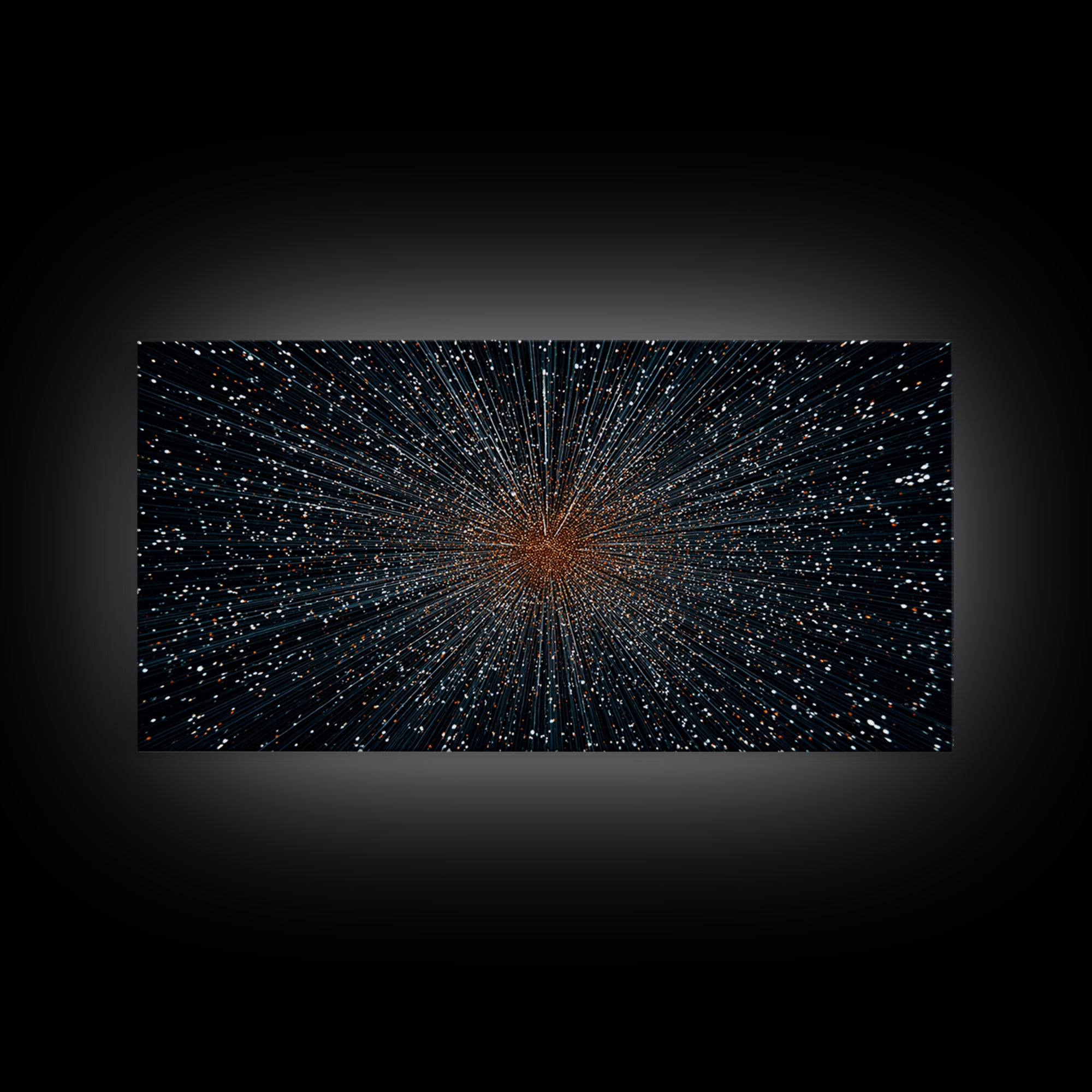 Orange Blue Starfield Abstract Canvas Print, Midcentury Modern Wall Decor, Cosmic Retro Art, Large Sci Fi Poster For Home