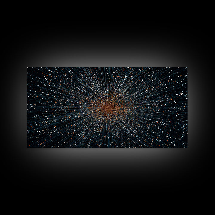 Orange Blue Starfield Abstract Canvas Print, Midcentury Modern Wall Decor, Cosmic Retro Art, Large Sci Fi Poster For Home