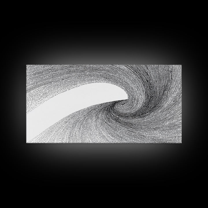 Black White Vortex Line Wall Art, Modern Abstract Art Print, Op Art Decor, Minimalist Geometric Poster For Office And Home