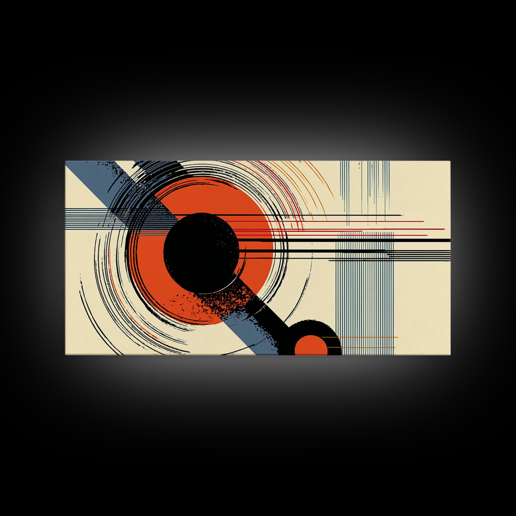 Red Black Circle Abstract Wall Art, Mid Century Modern Geometric Print, Bauhaus Poster, Retro Modern Decor For Living Room