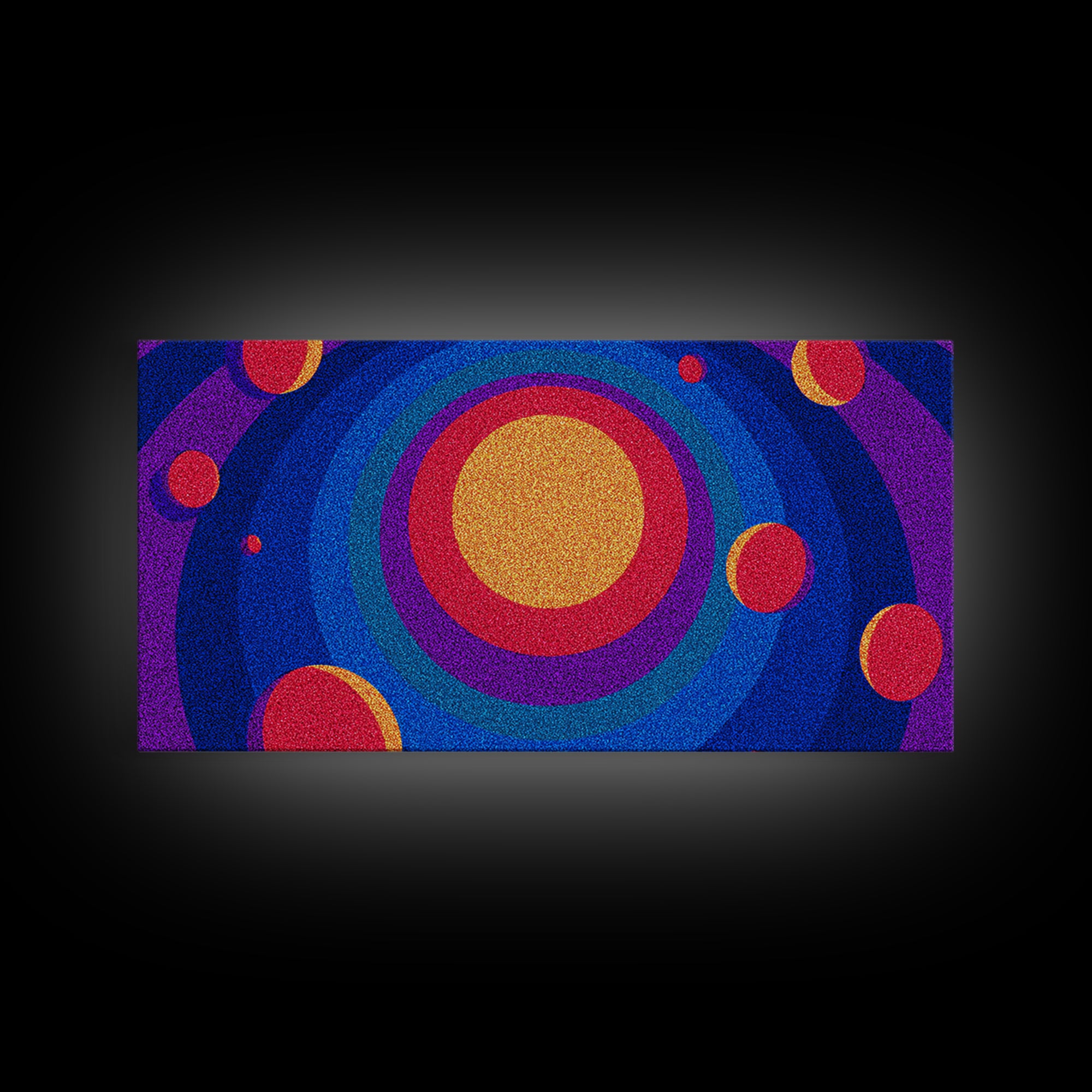 Colorful Concentric Sun And Planet Canvas Print, Midcentury Modern Abstract Wall Art, Retro Space Poster, Vibrant MCM Decor