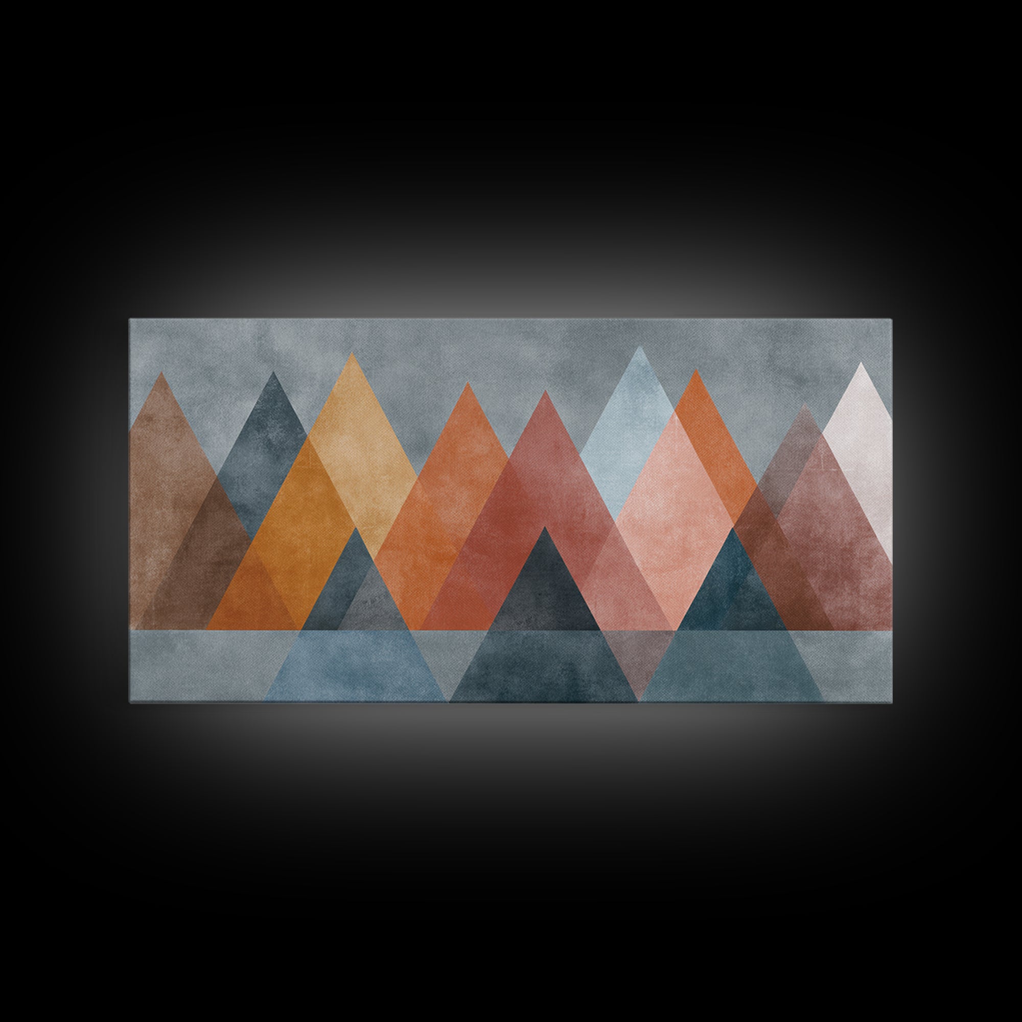 Minimalist Triangle Mountain Canvas Print, Mid Century Modern Wall Art, Geometric Landscape Poster, Neutral Earth Tone Decor