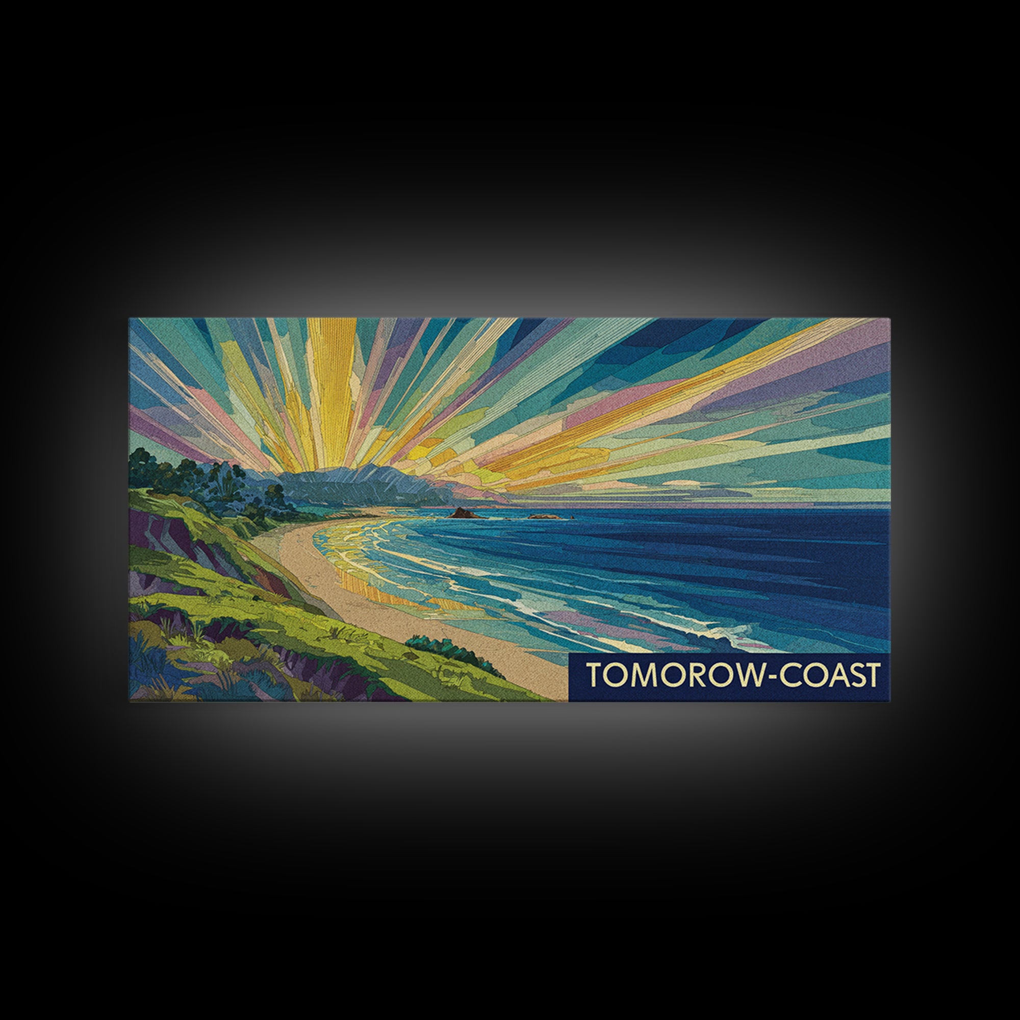 Tomorrow Coast Radiant Beach Sunrise Wall Art, Retro Travel Poster, Coastal Landscape Print, Modern Home Decor, Canvas Print