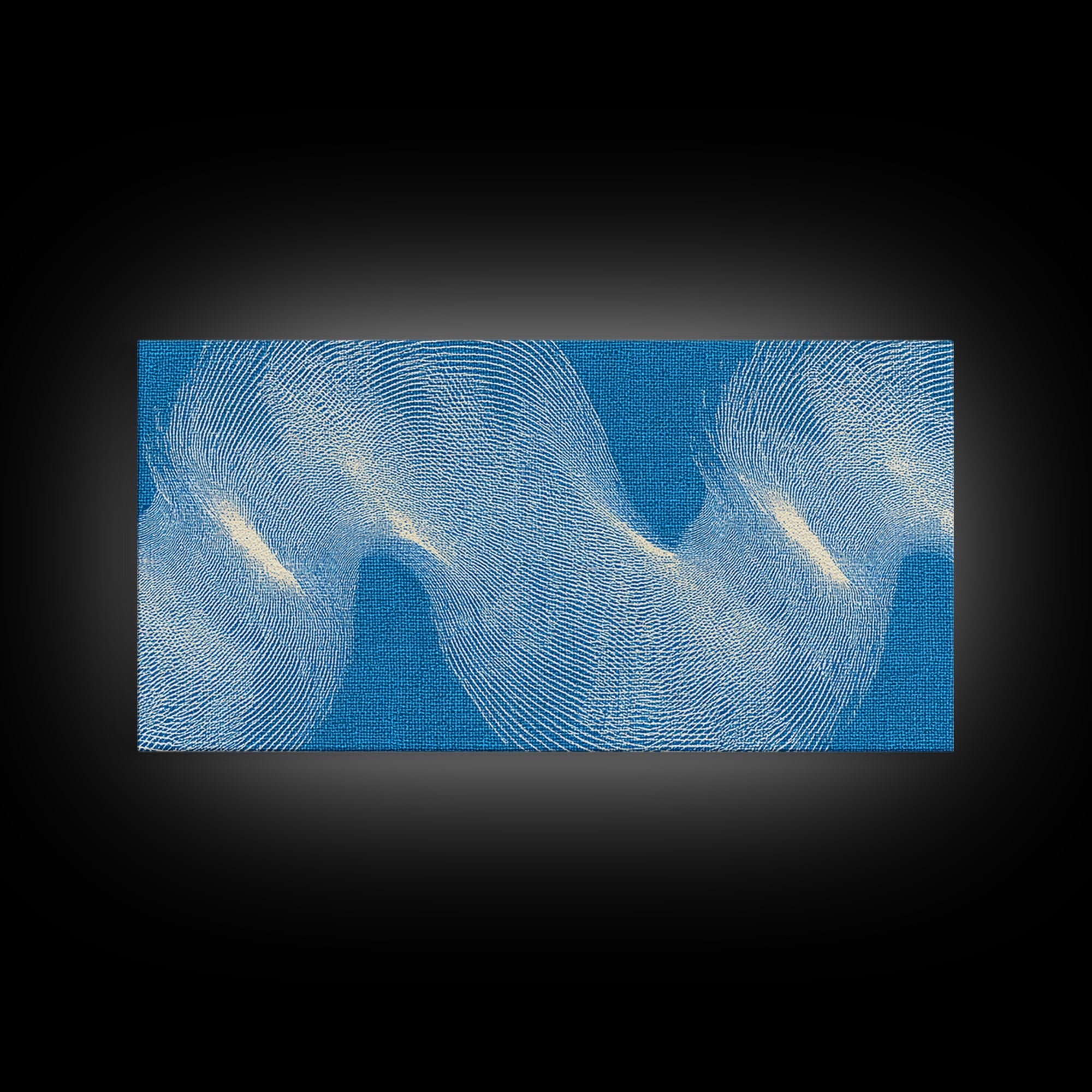 Blue Fingerprint Wave Framed Canvas Print, Abstract Modern Wall Art, Ocean Texture Poster, Coastal Decor For Bedroom And Office
