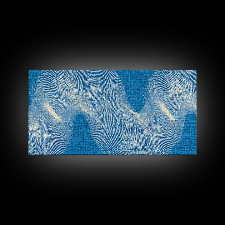 Blue Fingerprint Wave Framed Canvas Print, Abstract Modern Wall Art, Ocean Texture Poster, Coastal Decor For Bedroom And Office