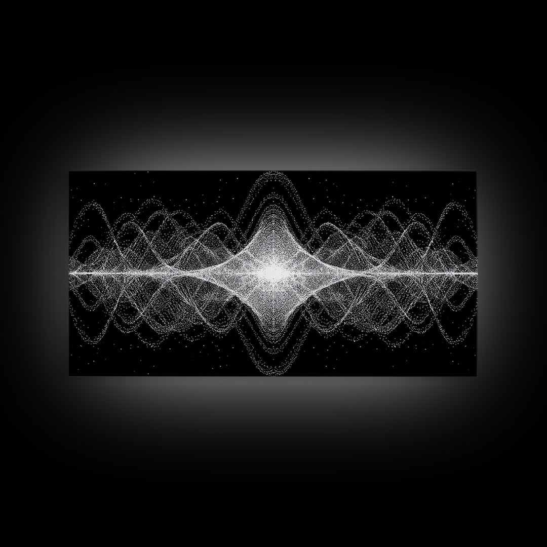 Black White Sound Wave Abstract Wall Art, Modern Geometric Art Print, Midcentury Decor, Minimalist Office Wall Decor Print