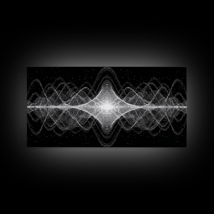 Black White Sound Wave Abstract Wall Art, Modern Geometric Art Print, Midcentury Decor, Minimalist Office Wall Decor Print