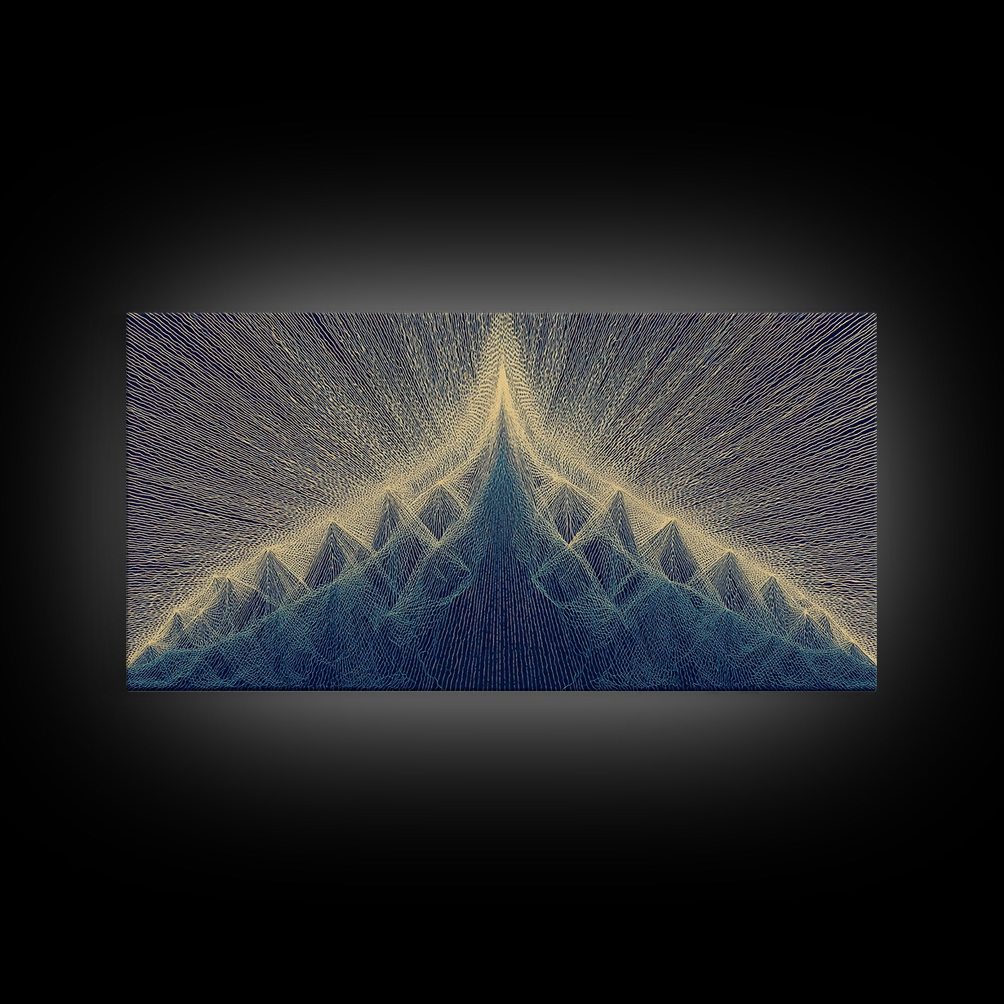 Navy Beige Mountain Sound Wave Canvas Print, Modern Abstract Art, Geometric Wall Art, Midcentury Decor For Home Office Decor