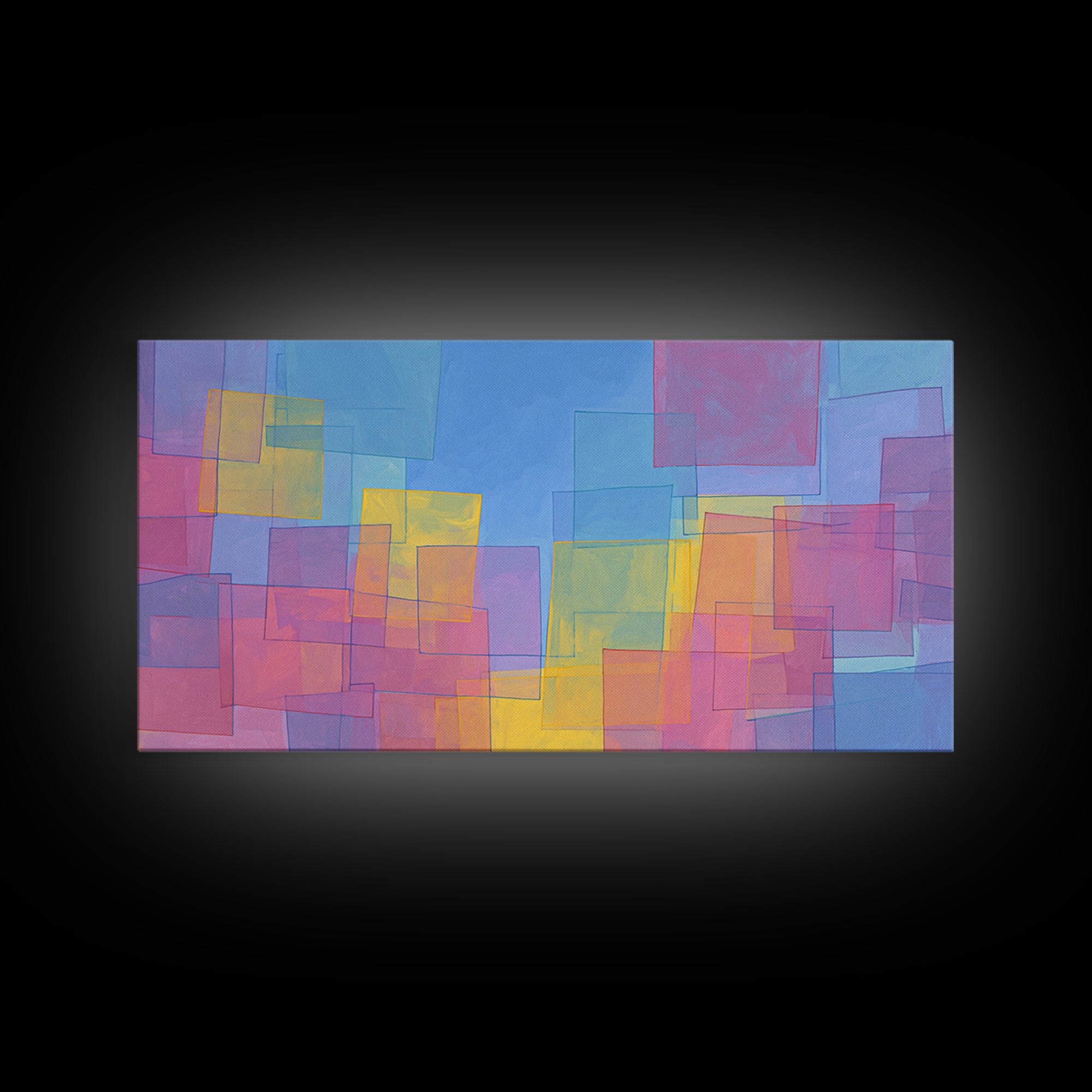 Pastel Color Block Squares Canvas Print, Bauhaus Geometric Wall Art, Modern Abstract Art Print, Pink Blue Nursery Decor Gift