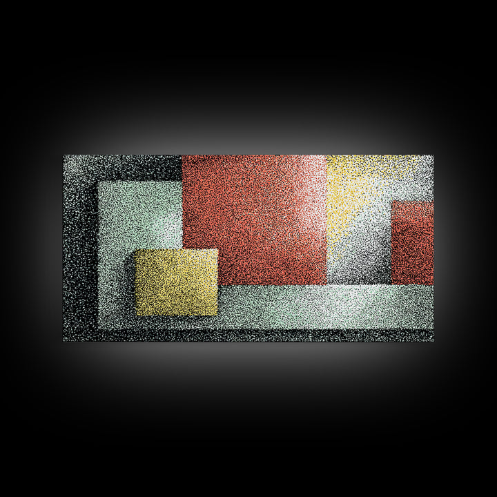 Textured Color Block Abstract Canvas Print, Mid Century Modern Wall Art, Geometric Shapes Poster, Retro Office Decor Print