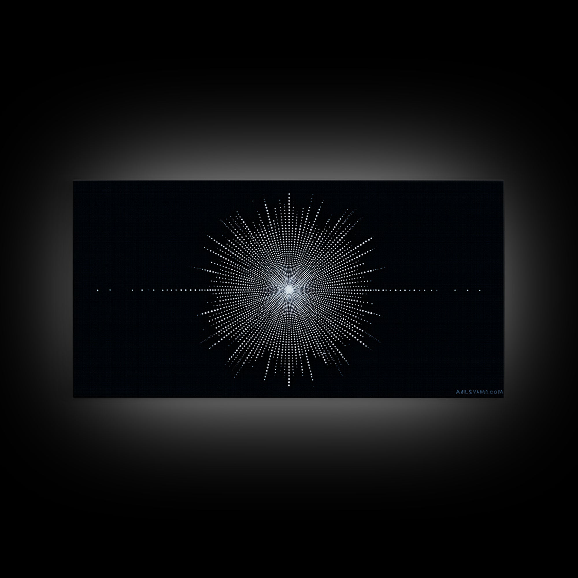Blue Black Digital Starburst Op Art Wall Art, Modern Abstract Art, Geometric Poster, Home Decor, Minimalist Framed Canvas Print