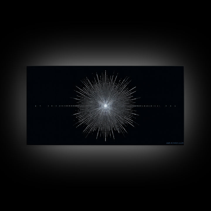 Blue Black Digital Starburst Op Art Wall Art, Modern Abstract Art, Geometric Poster, Home Decor, Minimalist Framed Canvas Print