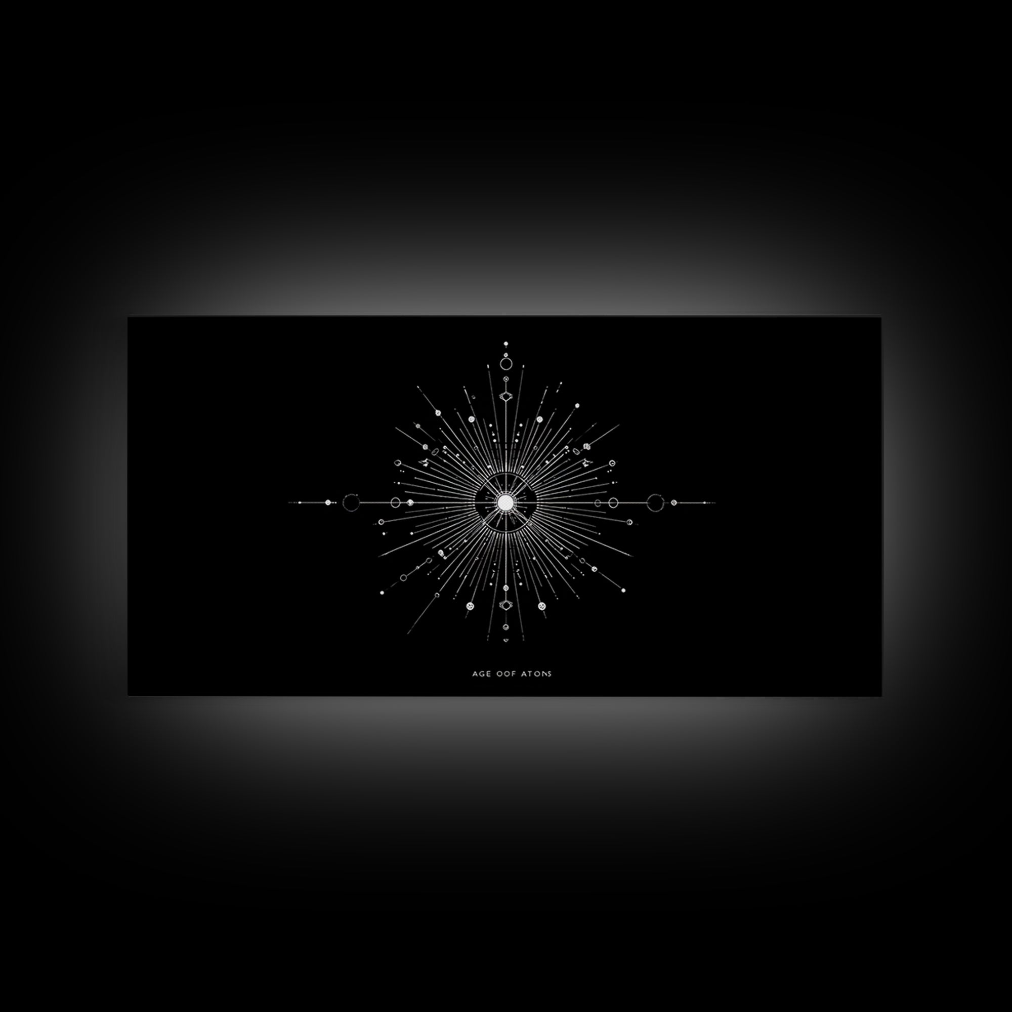 White Atomic Starburst Wall Art, Midcentury Modern Art, Black Retro Art Print, Geometric Wall Decor, Space Abstract Poster