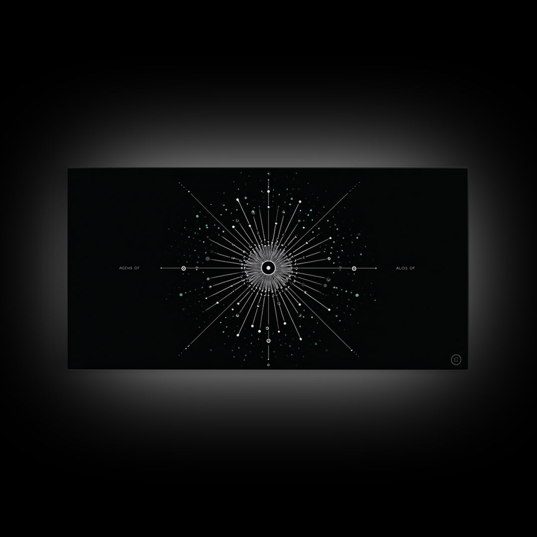 Cosmic Star Map Canvas Print, Midcentury Modern Art, Black Wall Decor, Space Abstract Art, Celestial Office Decor For Living Room