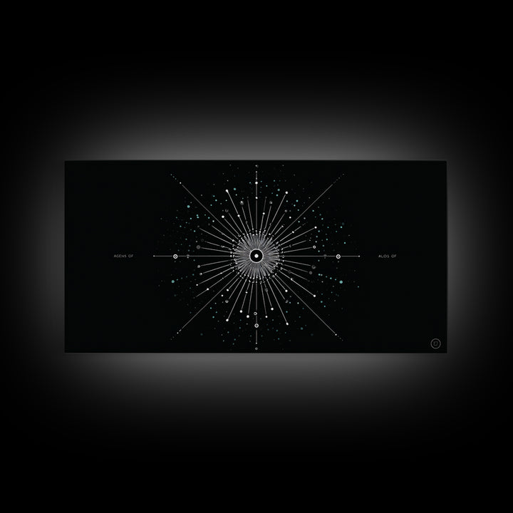 Cosmic Star Map Canvas Print, Midcentury Modern Art, Black Wall Decor, Space Abstract Art, Celestial Office Decor For Living Room