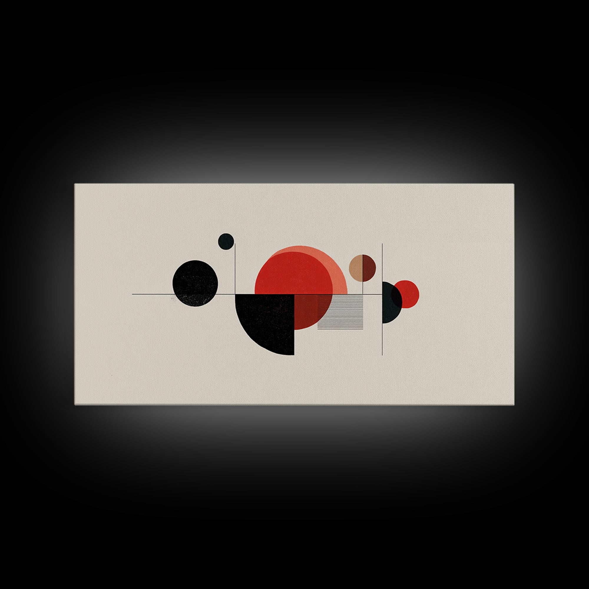 Red Black Circle Wall Art, Midcentury Modern Art, Geometric Abstract Print, Bauhaus Poster, Retro MCM Wall Decor For Home