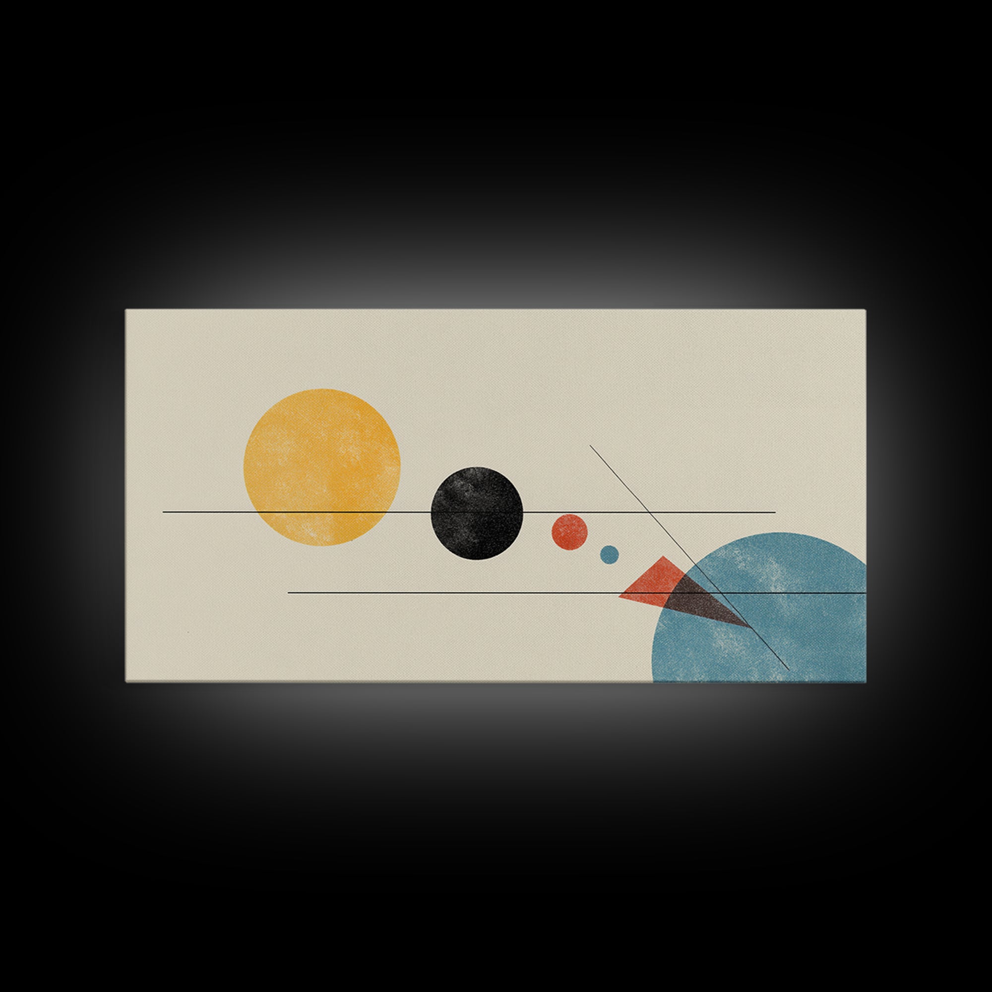 Yellow Sun And Blue Circle Wall Art, Midcentury Modern Art, Geometric Abstract Print, Retro Bauhaus Poster, MCM Decor For Living Room