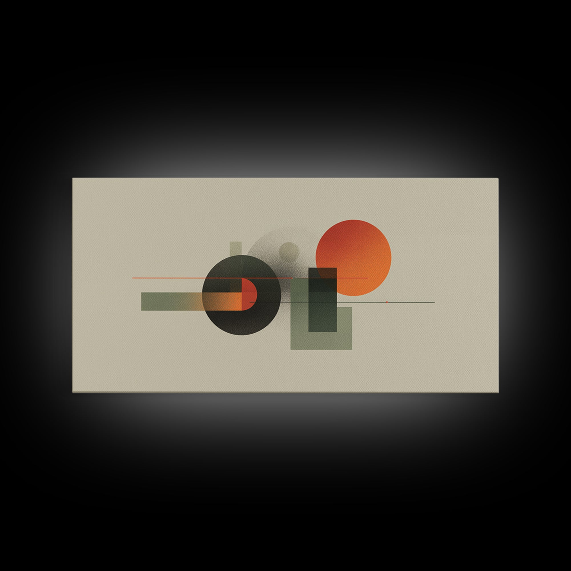 Olive Orange Geometric Circle And Rectangle Wall Art, Midcentury Modern Abstract Print, MCM Decor, Office Living Room Artwork