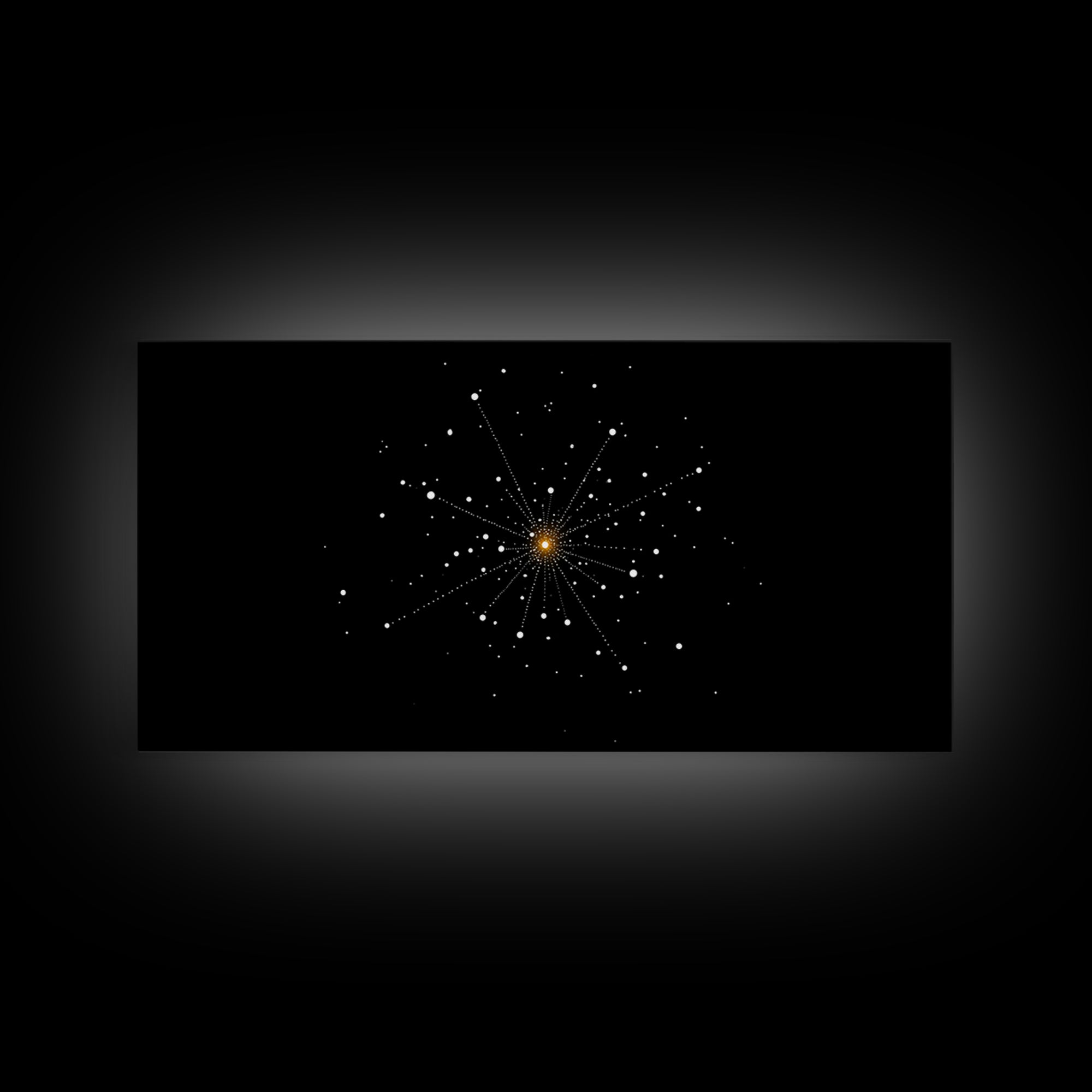 Gold Starburst Constellation On Black Canvas Print, Atomic Space Abstract Art, Midcentury Modern Decor, Office Wall Poster
