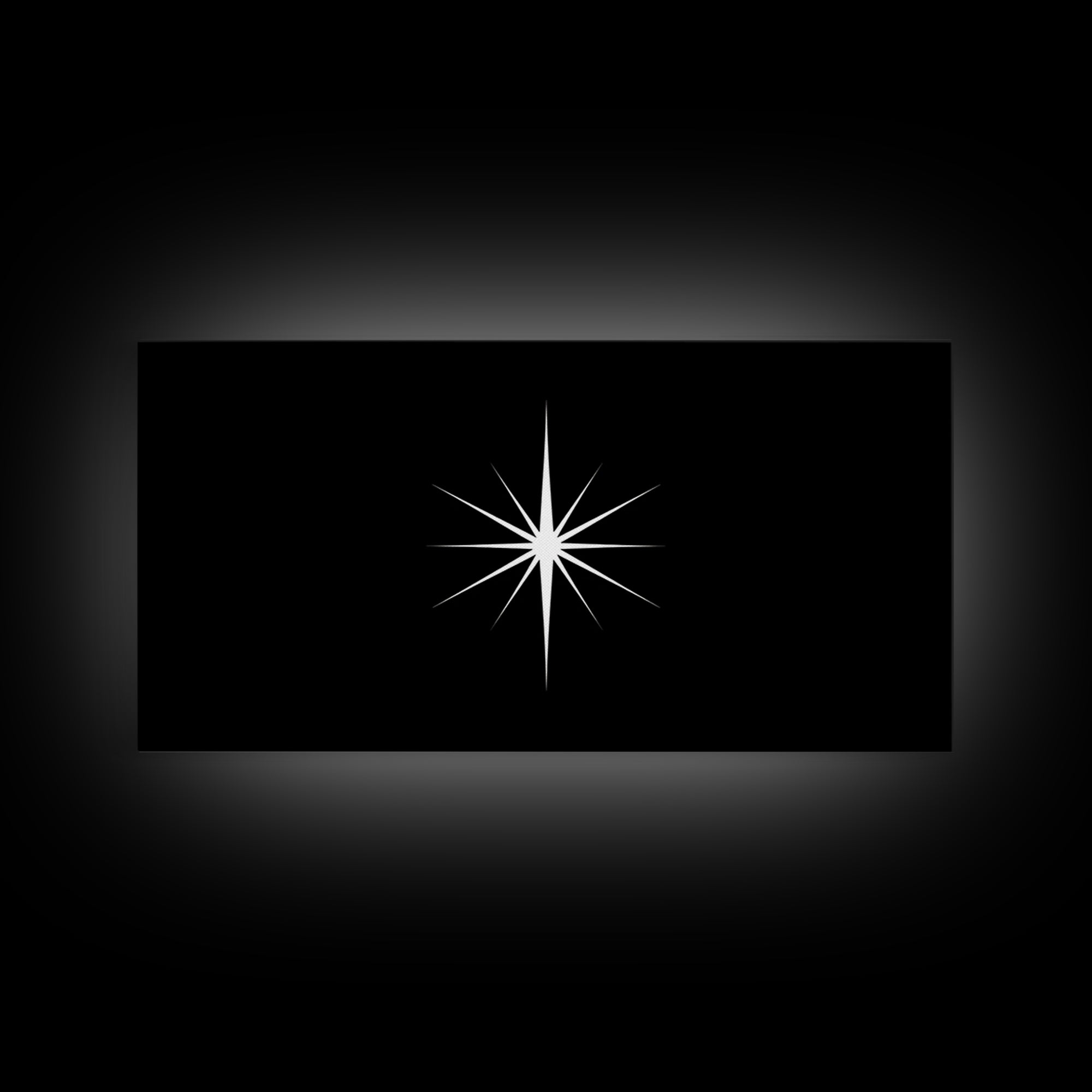Minimal White Compass Star On Black Canvas Print, Atomic Midcentury Wall Art, Modern Abstract Decor, Office Poster Print