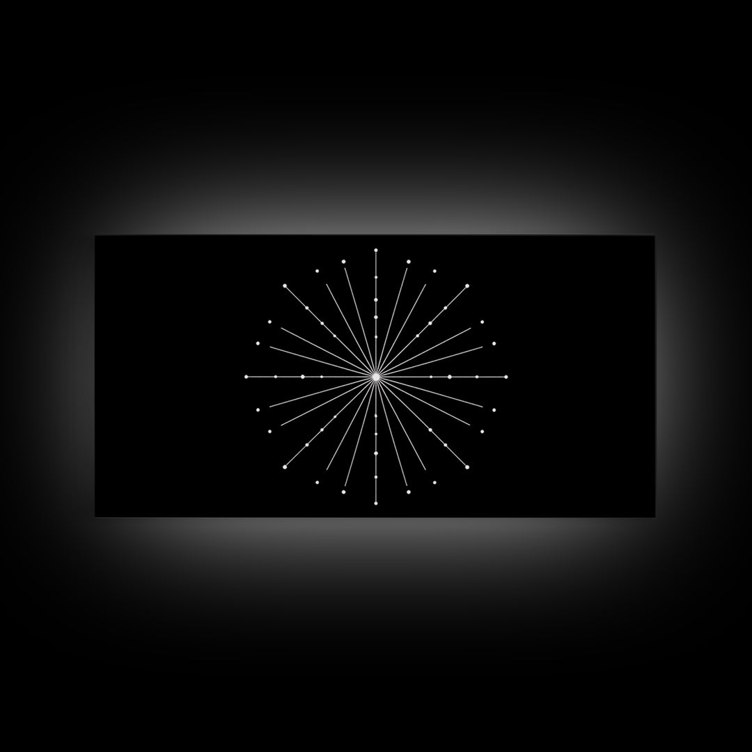 Radial Constellation Lines And Dots Canvas Print, Atomic Midcentury Wall Art, Modern Geometric Decor, Office Poster Print