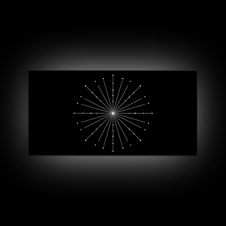 Radial Constellation Lines And Dots Canvas Print, Atomic Midcentury Wall Art, Modern Geometric Decor, Office Poster Print