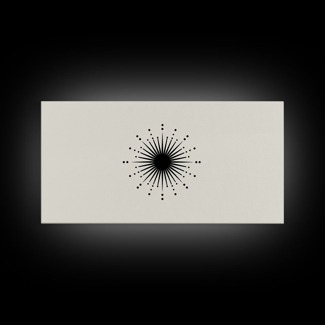 Black Atomic Starburst Wall Art, Midcentury Modern Abstract Print, Minimal Geometric Poster, Retro MCM Decor Gift For Home