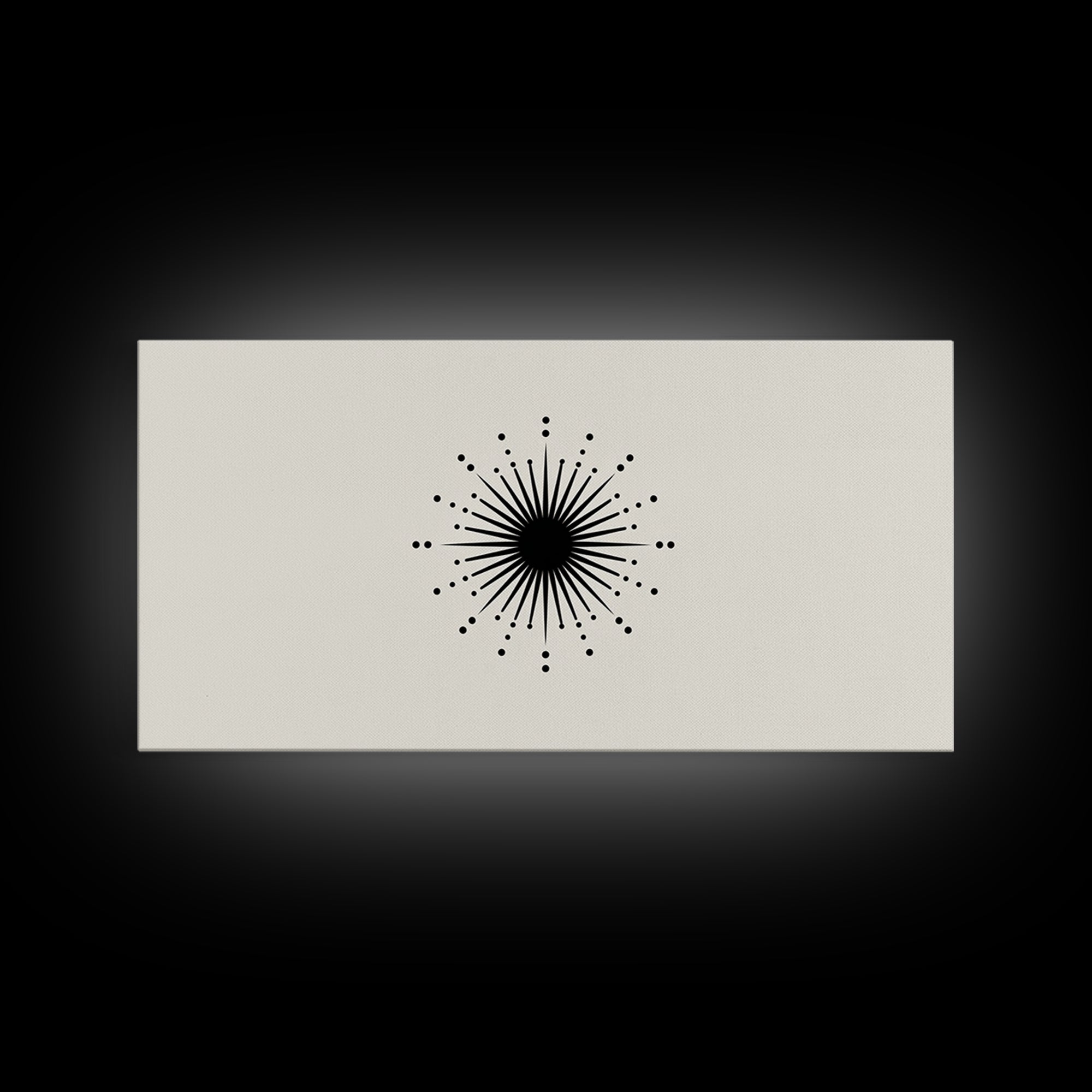 Black Atomic Starburst Wall Art, Midcentury Modern Abstract Print, Minimal Geometric Poster, Retro MCM Decor Gift For Home