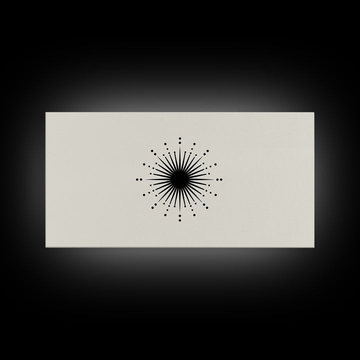 Black Atomic Starburst Wall Art, Midcentury Modern Abstract Print, Minimal Geometric Poster, Retro MCM Decor Gift For Home