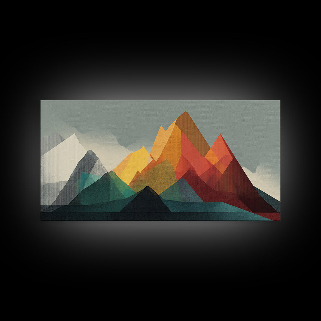 Colorful Geometric Mountain Range Wall Art, Midcentury Modern Art Print, Retro Landscape Poster, MCM Living Room Home Decor