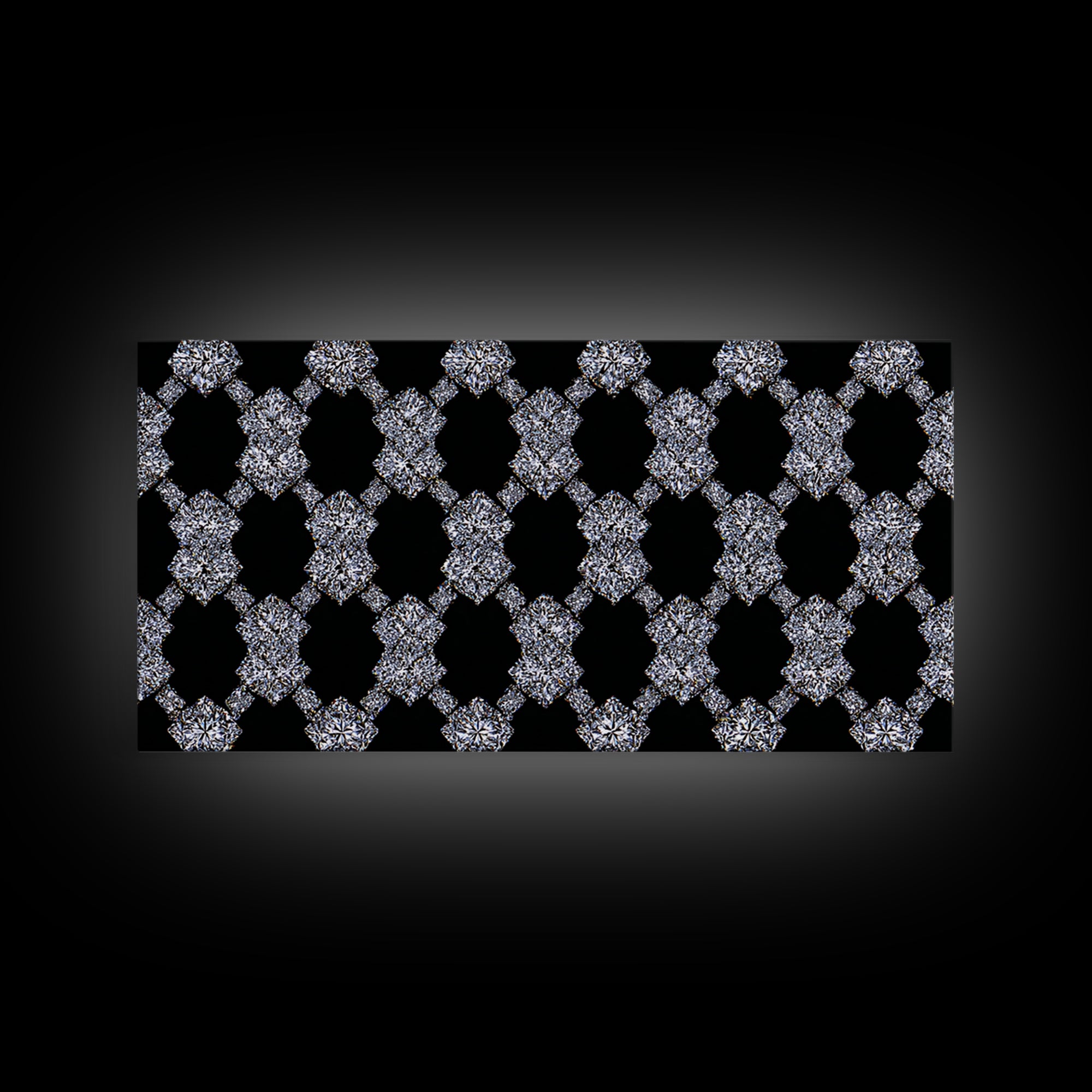 Silver Black Sparkle Diamond Lattice Wall Art, Glam Geometric Abstract Print, Modern Wall Decor For Bedroom Office Gallery