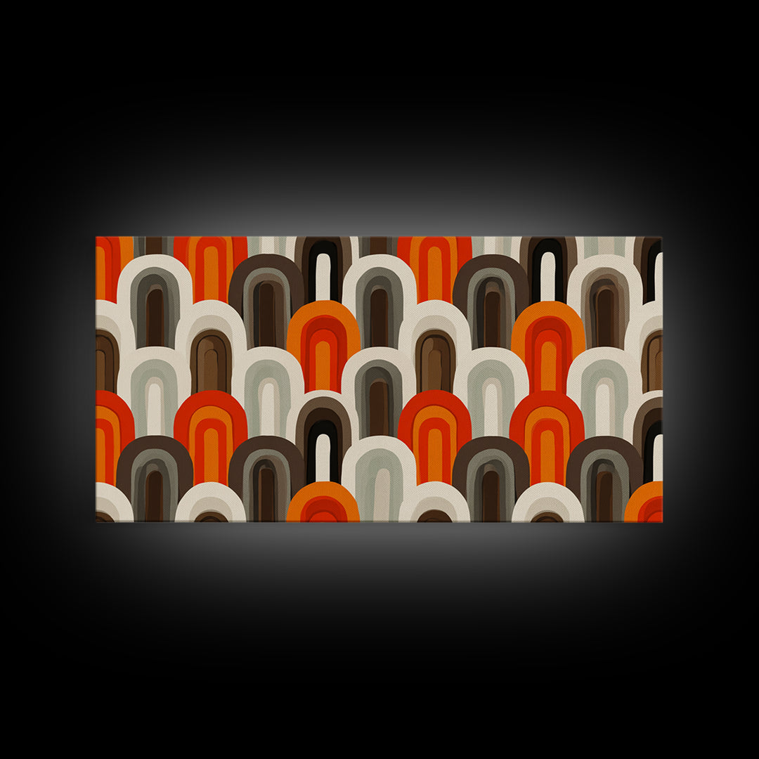 Retro Orange Brown Arch Pattern Wall Art, Midcentury Modern Art Print, 70s Decor, Geometric Wall Decor, MCM Home Decor, Retro Print