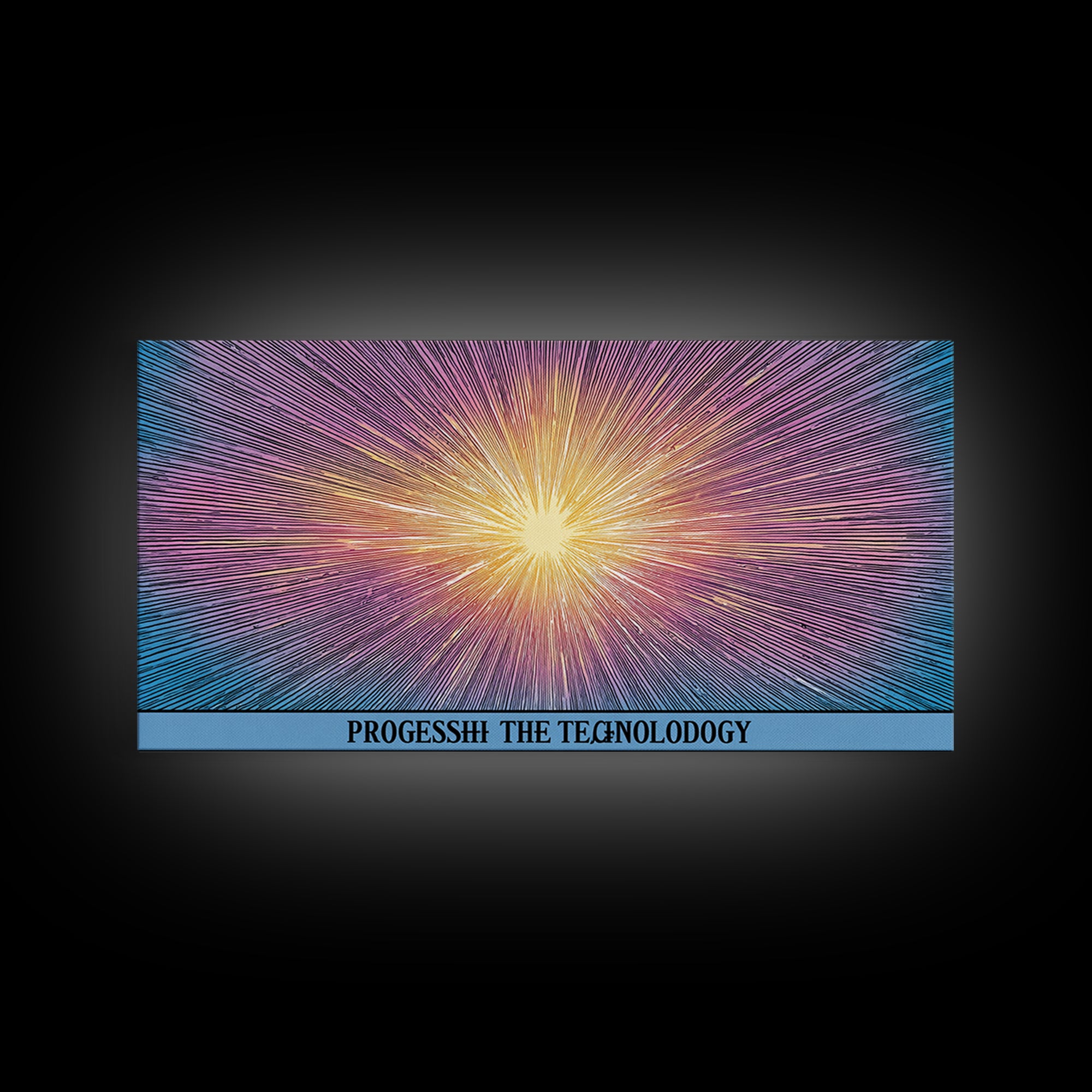 Radiant Progress Technology Starburst Canvas Print, Op Art Poster, Midcentury Modern Wall Art, Retro Sci Fi Office Decor