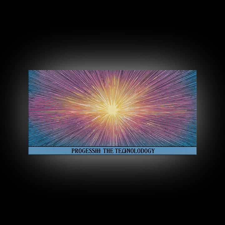 Radiant Progress Technology Starburst Canvas Print, Op Art Poster, Midcentury Modern Wall Art, Retro Sci Fi Office Decor