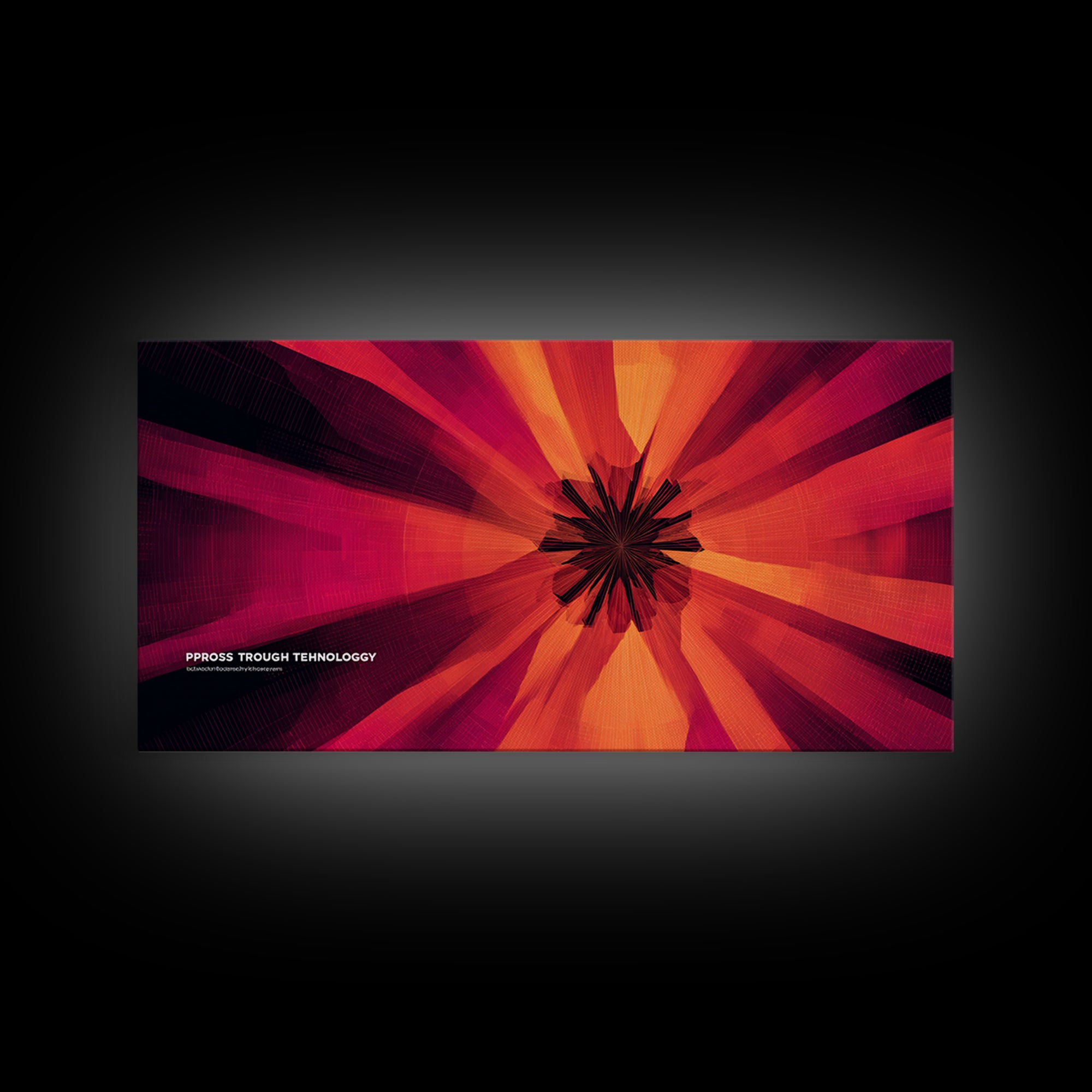 Red Orange Abstract Technology Burst Canvas Print, Midcentury Modern Wall Art, Atomic Retro Poster, Bold Office Decor Gift