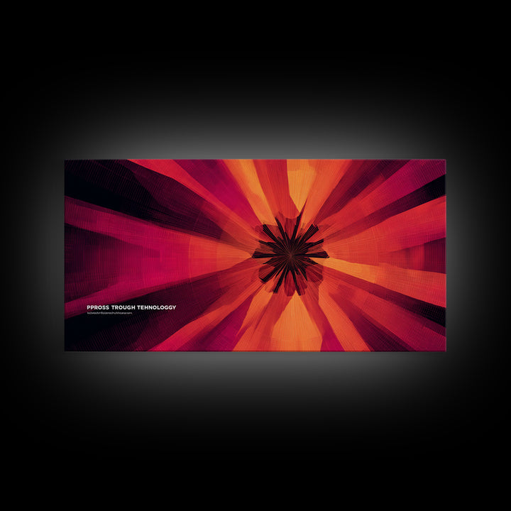 Red Orange Abstract Technology Burst Canvas Print, Midcentury Modern Wall Art, Atomic Retro Poster, Bold Office Decor Gift