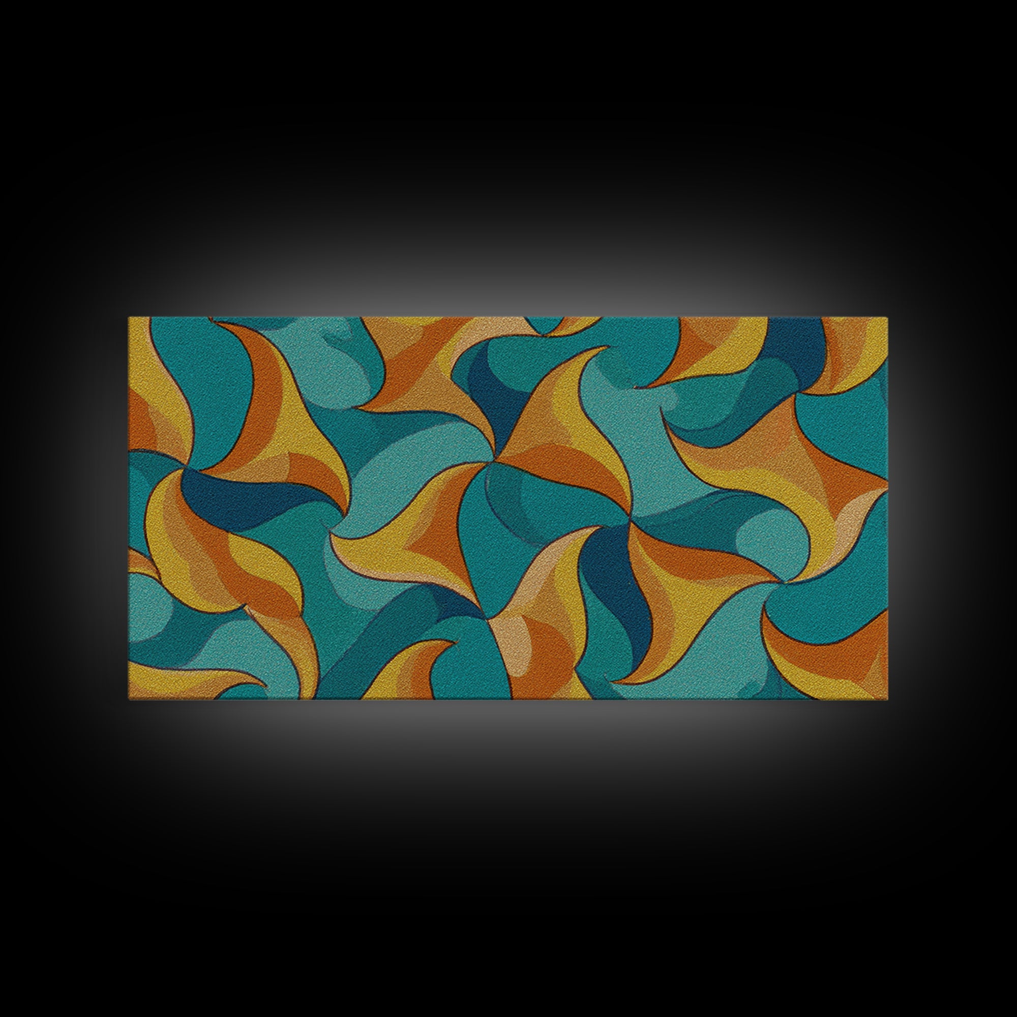 Turquoise Mustard Orange Boomerang Abstract Canvas Print, Midcentury Modern Wall Art, Retro Atomic Home Decor, MCM Living Room Statement Art