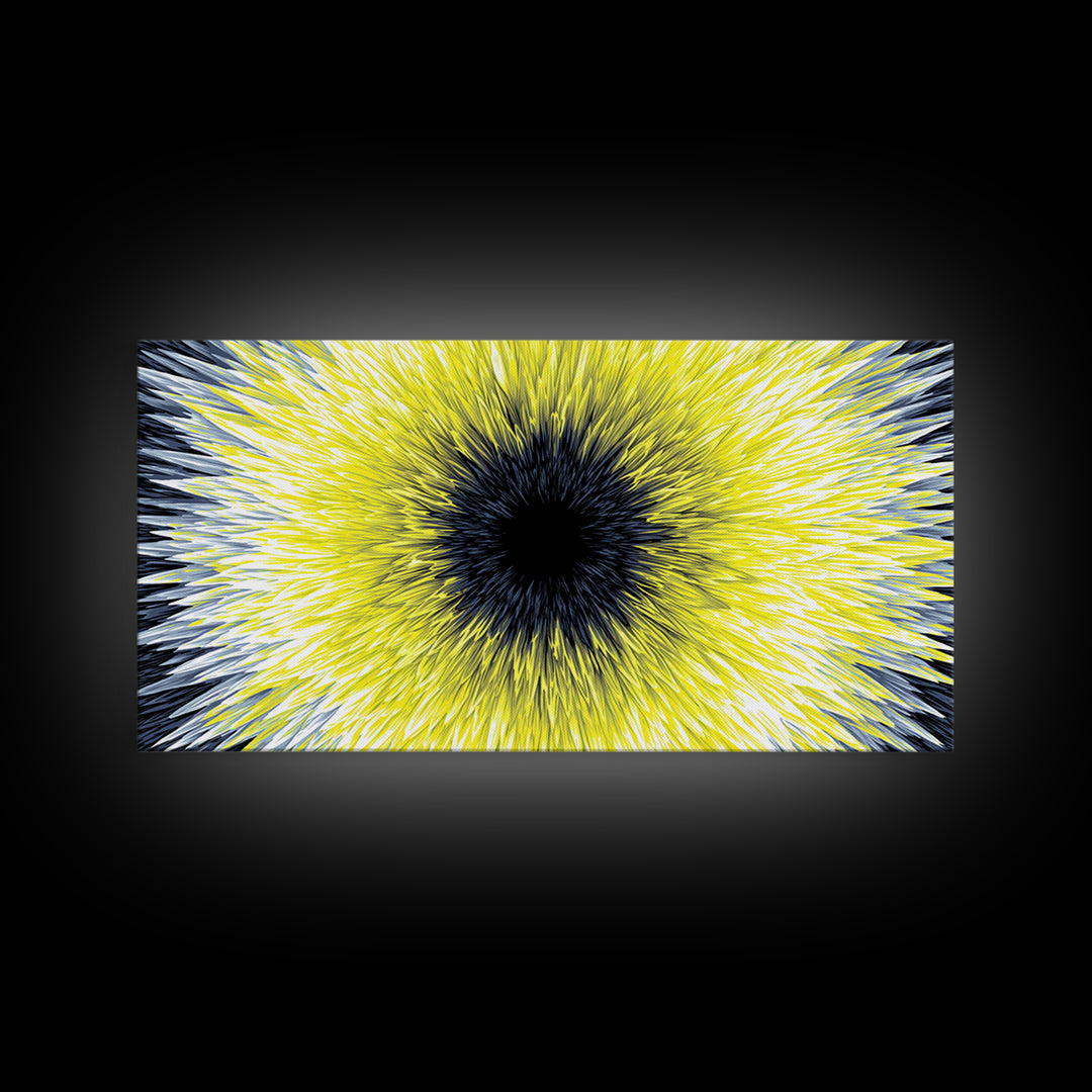 Yellow Black Radial Sunburst Canvas Print, Op Art Wall Decor, Modern Abstract Art, Bold Graphic Home Office Statement Piece