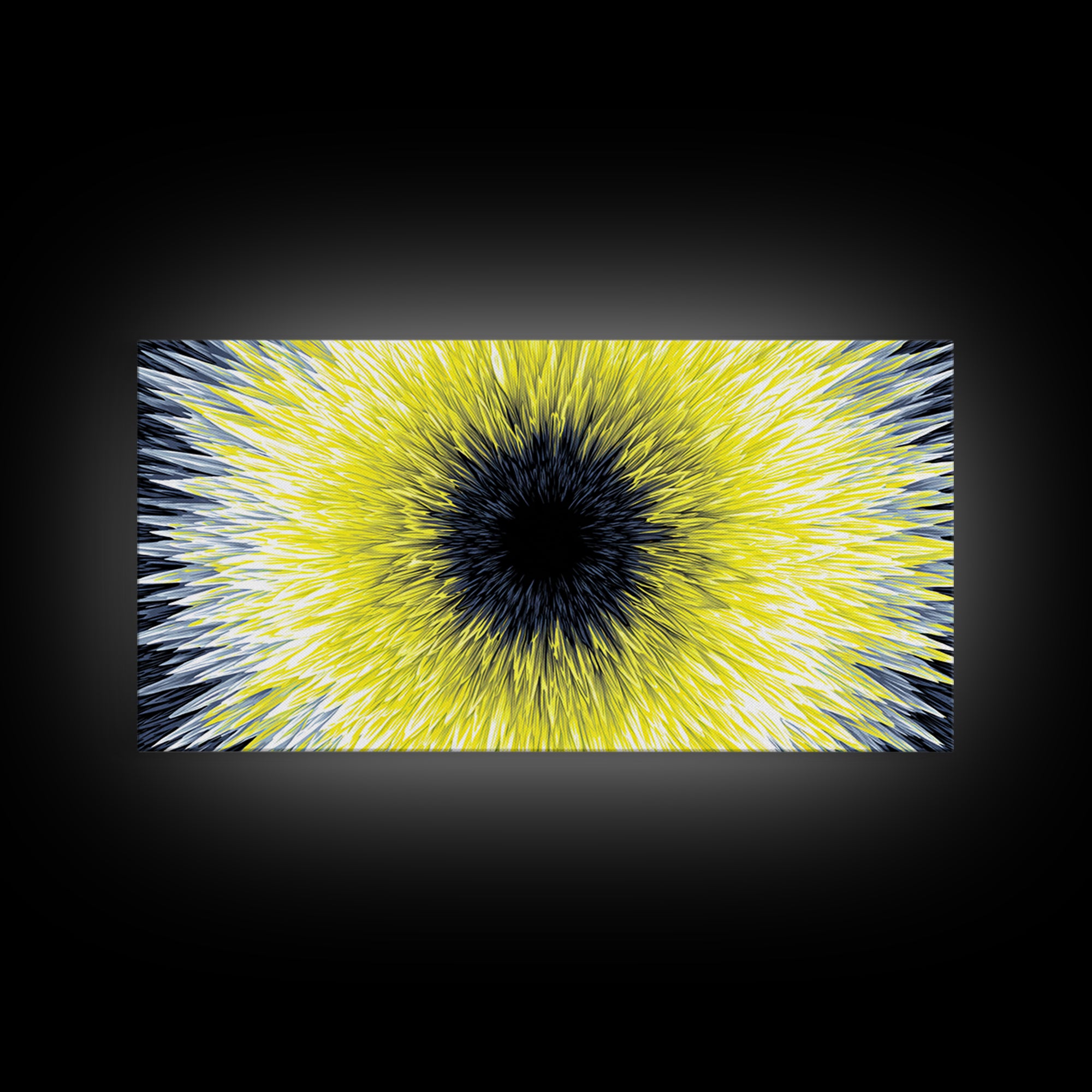 Yellow Black Radial Sunburst Canvas Print, Op Art Wall Decor, Modern Abstract Art, Bold Graphic Home Office Statement Piece