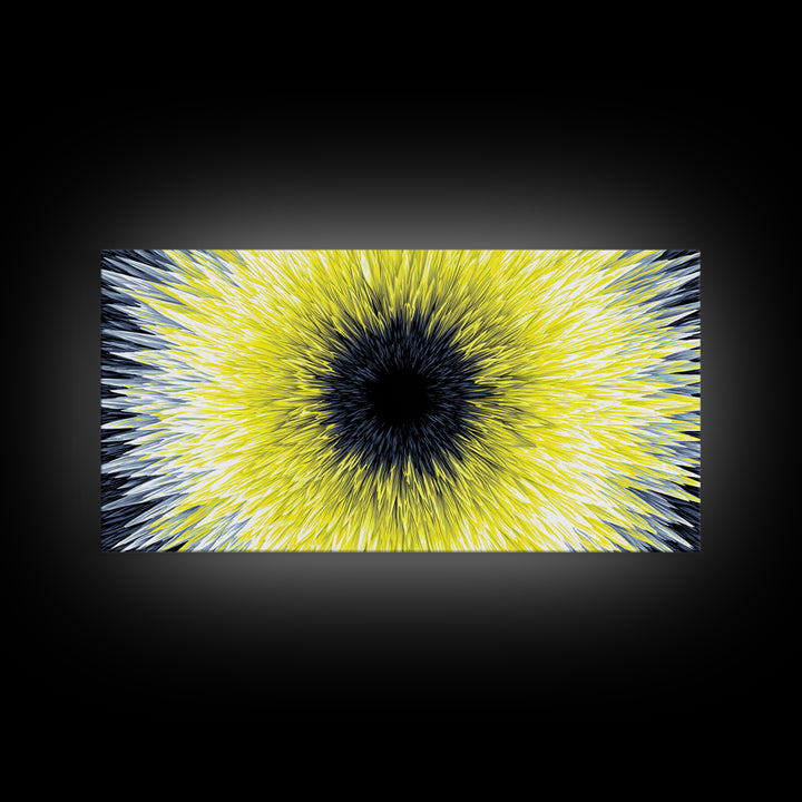 Yellow Black Radial Sunburst Canvas Print, Op Art Wall Decor, Modern Abstract Art, Bold Graphic Home Office Statement Piece