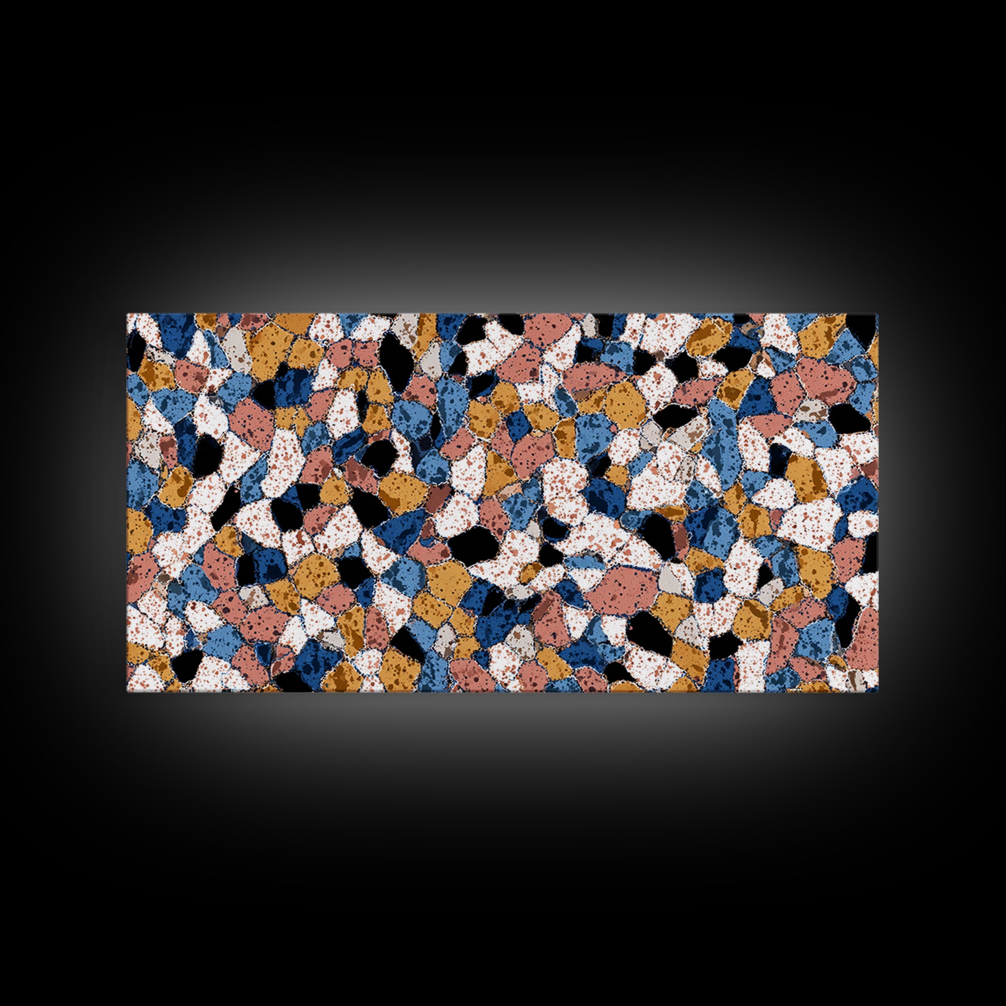 Speckled Blush Navy Terrazzo Mosaic Canvas Print, Modern Wall Art, Abstract Wall Art, Geometric Poster, Living Room Decor