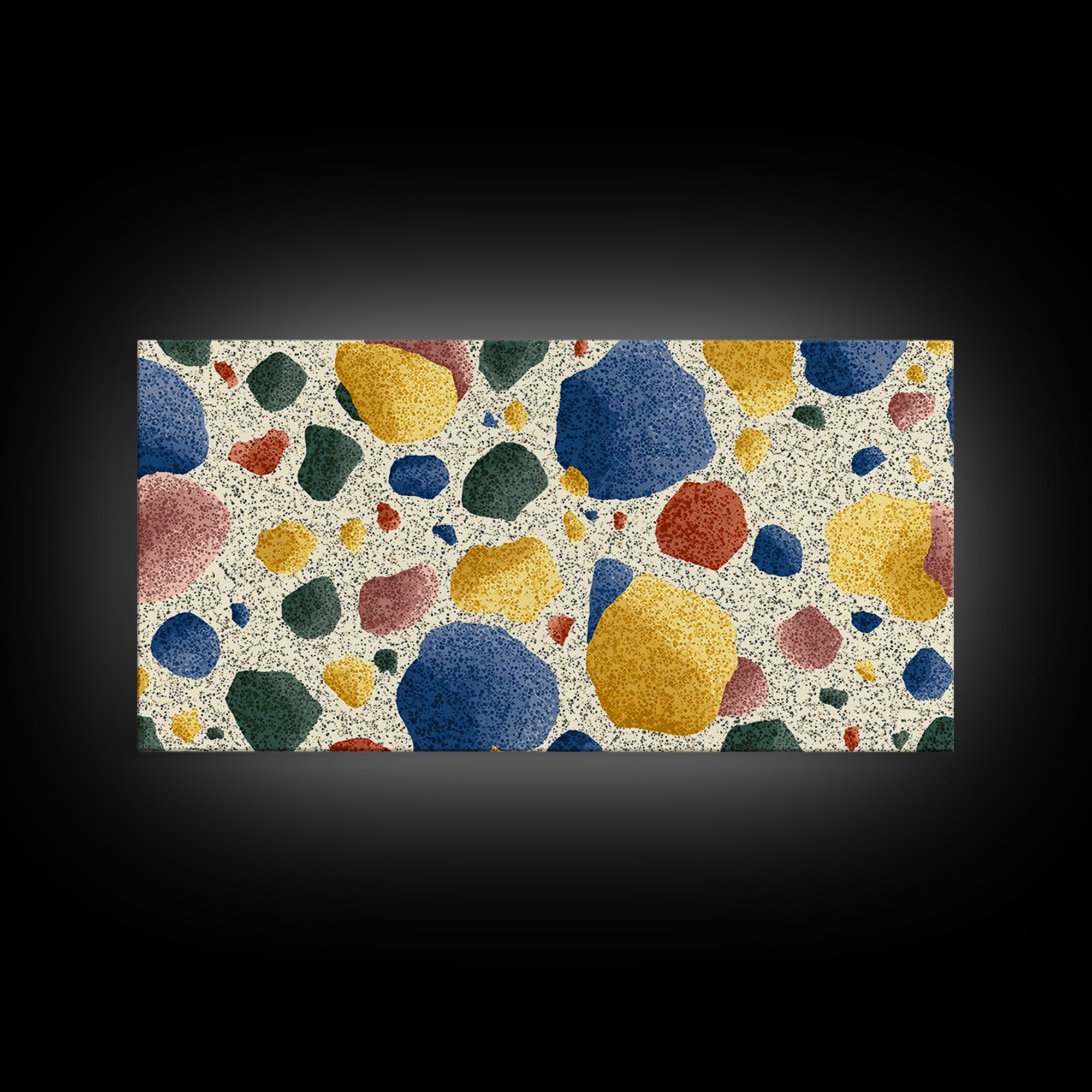Soft Primary Terrazzo Pebble Canvas Print, Scandinavian Modern, Geometric Wall Art, Colorful Home Decor, Gallery Wall Art