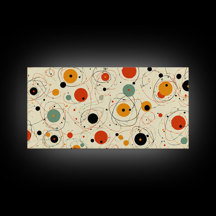 Orange Sage Atomic Circles Wall Art, Midcentury Modern Abstract Canvas Print, Retro Geometric Poster, Bold MCM Decor For Living Room