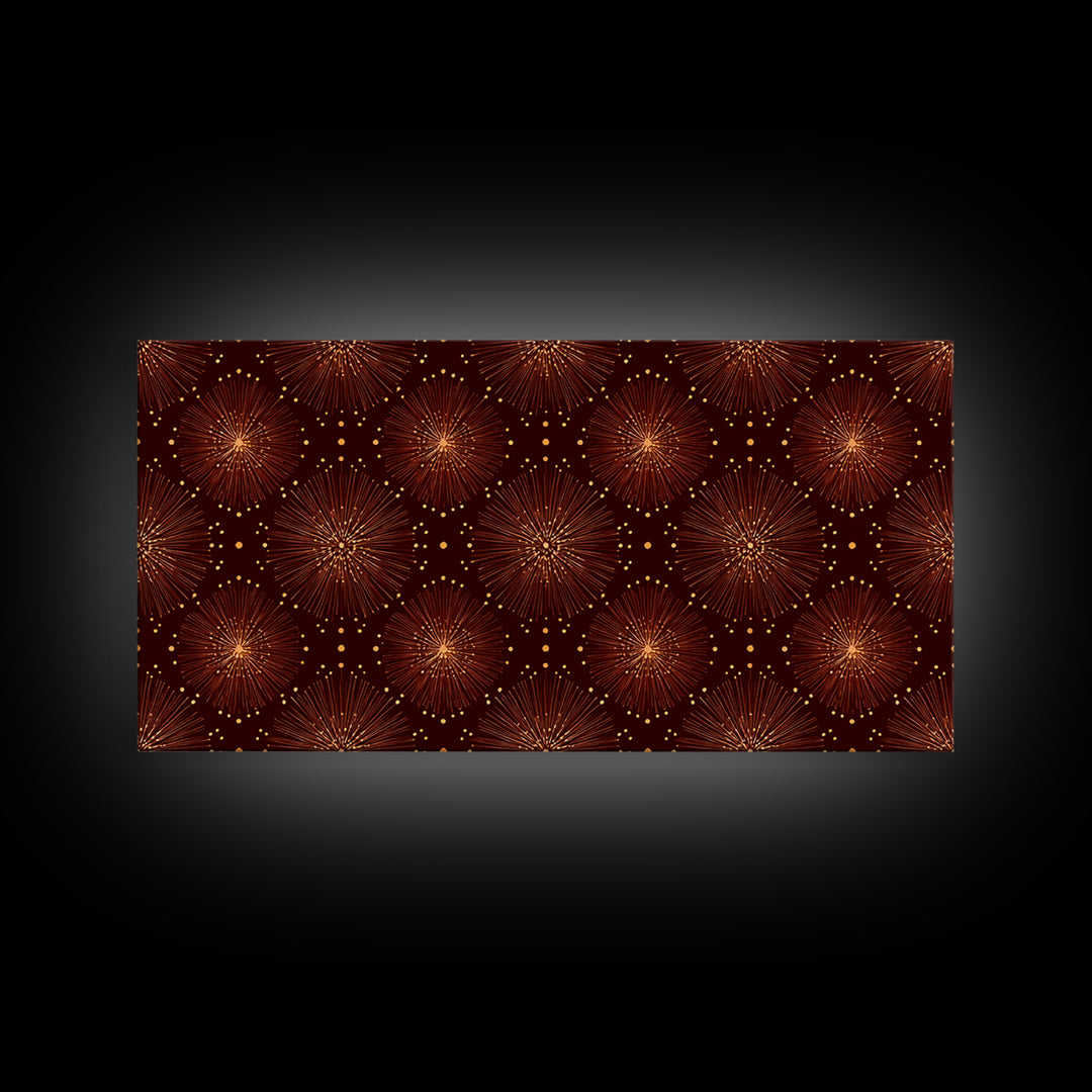 Gold Starburst Atomic Pattern Wall Art, Midcentury Modern Canvas Print, Retro 1950s Decor, Geometric MCM Home Poster For Living Room